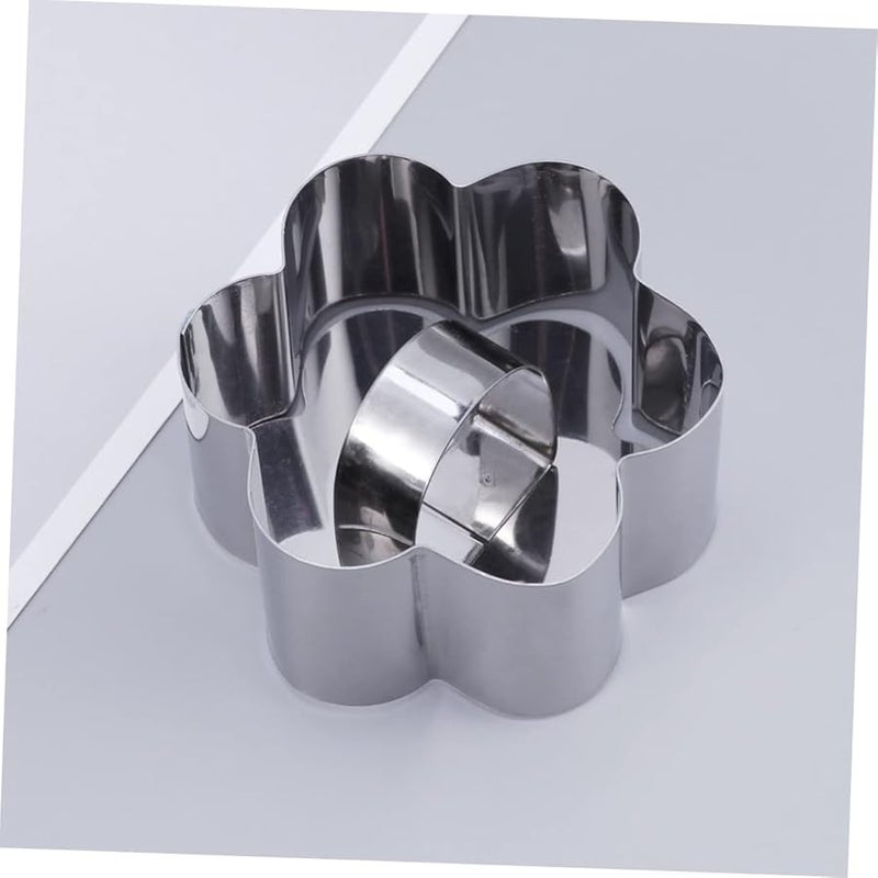 Flower Shape Stainless Steel Mousse Cutter Set With Pushing Plate For Cake Chocolate Cookies - Image 5